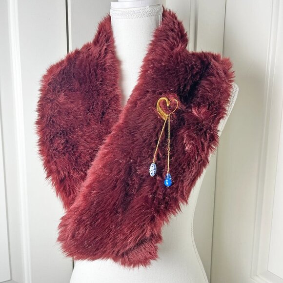 Vtg Houndstooth Detachable Collar Wool Blazer & Handmade Brooch Unisex M Women L - Picture 2 of 8